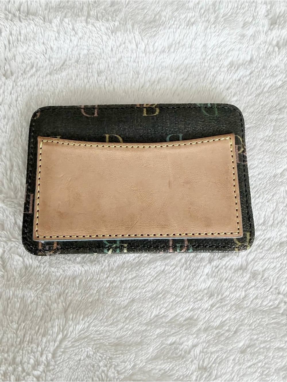 Dooney & Bourke Black Monogram Signature Card and ID Case Wallet